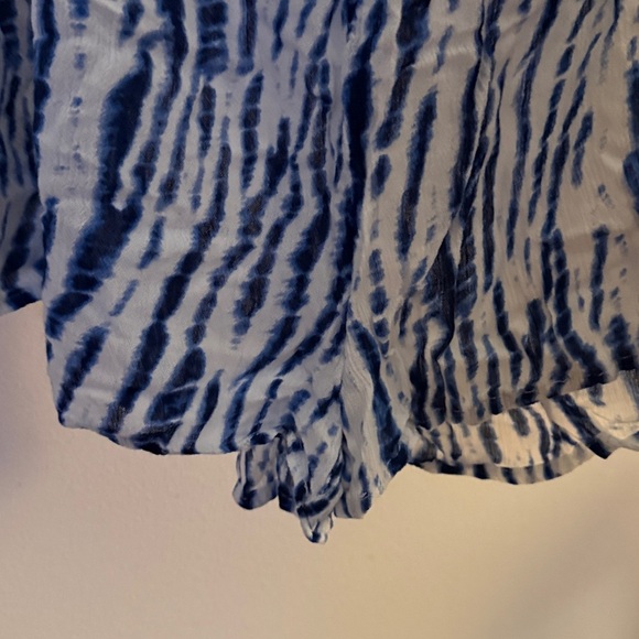 Blue and White Tie-Dye romper with Tassel - Picture 3 of 5